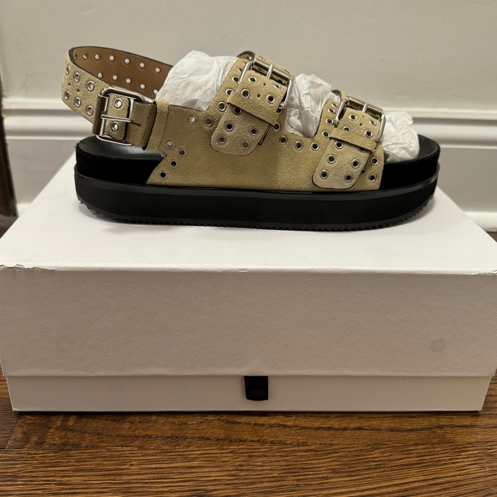 Isabel Marant Ecru Velvet Eyelet Sandals